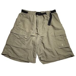 The North Face Men's Belted Beige Hiking Shorts Outdoor Cargo Nylon Size XL